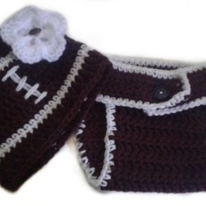 Baby Girl Football Adjustable Diaper & Beanie Set